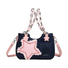 Stylish Shoulder Purse With Chain Decoration Casual-Deep Blue