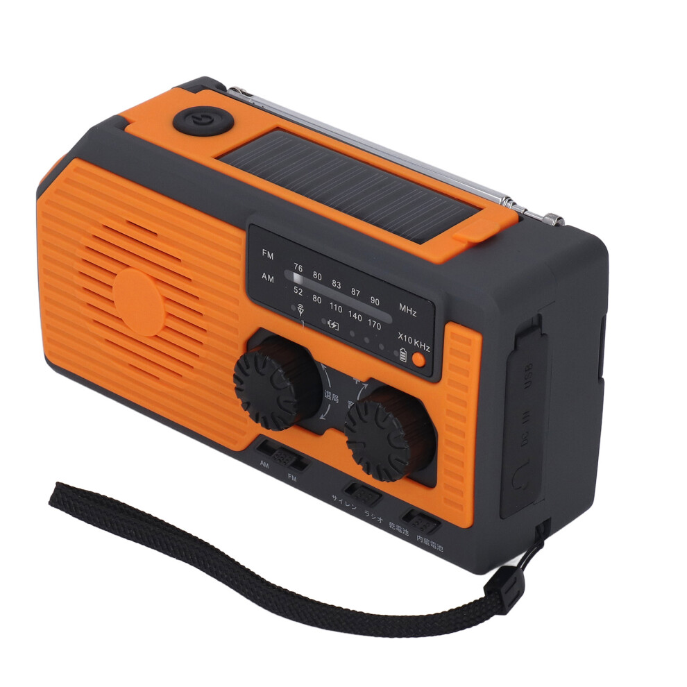 5000Mah Solar Hand Crank Radio With Led Flashlight & Sos Orange 5091372640005