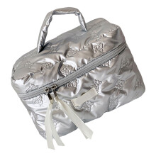 Stylish Makeup Bag With Bows Detail Cosemtic Bag For-Silver