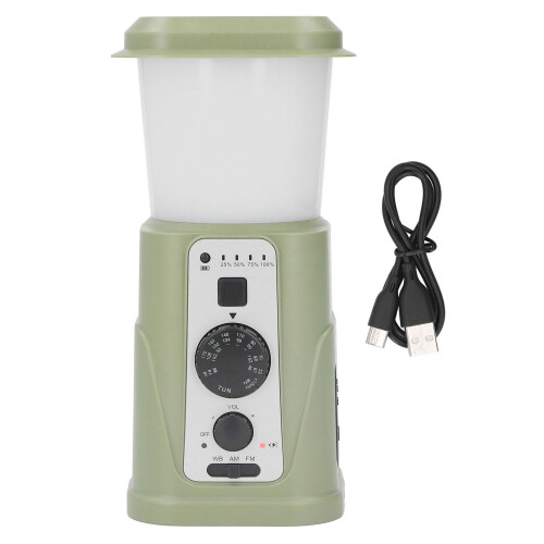 Durable 5000mAh Solar Hand Crank LED Lantern for Camping Green 1