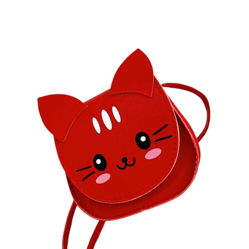 Unique Cats Pattern Shoulder Bag For Children Compact Size-Red