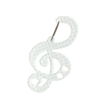 Note Shape Carabiner Acrylic Buckle Keychain-Blue and white