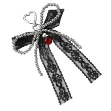 Aesthetic Metal Bows Bag Charm Keychain Ribbon Bags-black