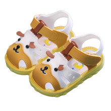 Sandali estivi per neonati e bambini, primi passi con suola morbida antiscivolo, design a cagnolino dei cartoni animati, punta chiusa, regolabili con