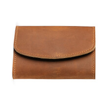 Compacte portemonnees voor dames Bifold-clutch Pu-leren-bruin