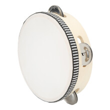 Educational 154mm Wooden Handheld Tambourine with Polyester for Kids & Music