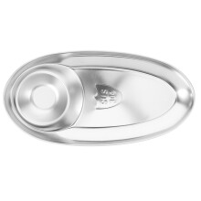 3Stk Camping Servierplatte Stahl Mit Dip-Schale Elegant in Silber