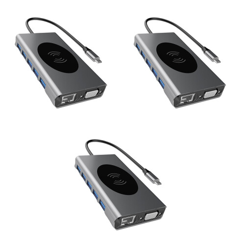 3Stk Type C Zu USB 3.0 Hub Mit Lan Anschluss Kartenleser 2