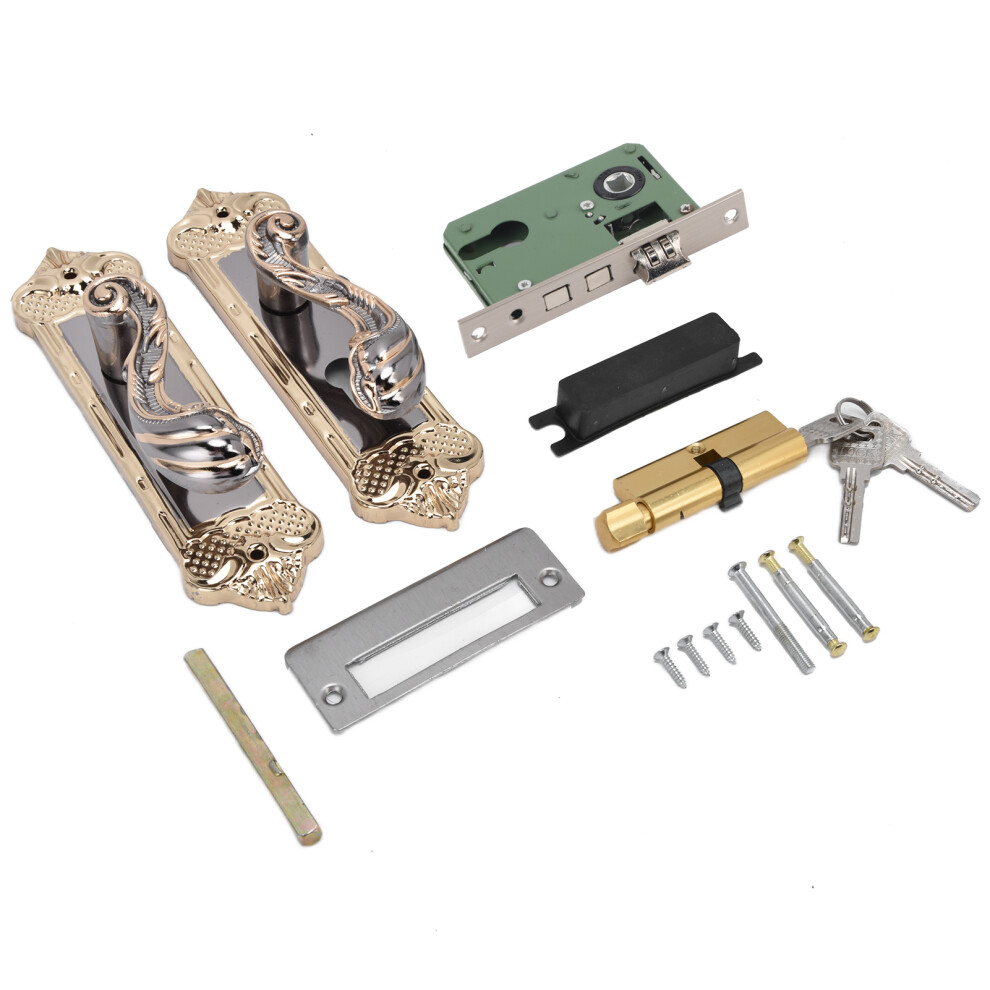 Vintage Antitheft Door Lock European Style Manganese Steel Material Silent Operation Non Slip Handle Built In Cushion Rubber Pad Durable Rust 9464372597093