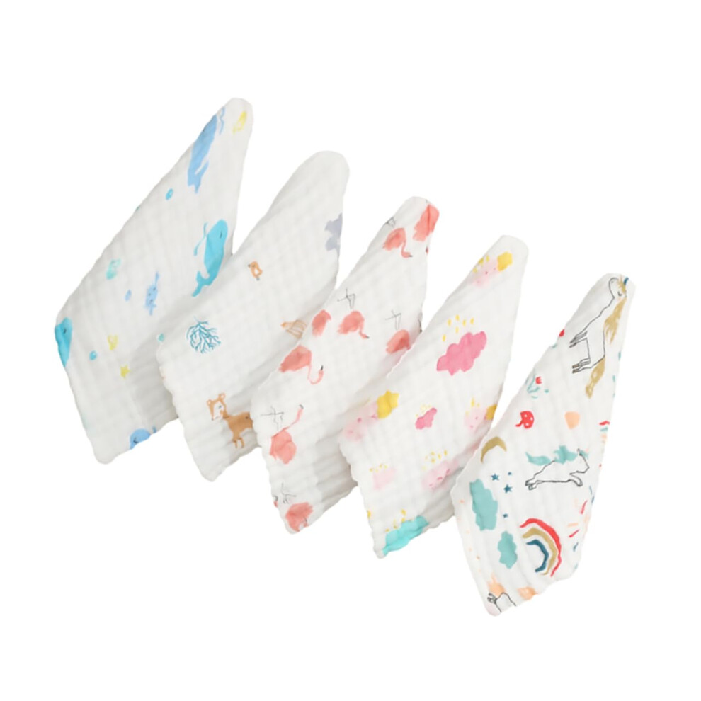 5pcs Towel Cotton Absorbent Washcloths Drool Cloths for Newborns Soft Gentle Face Wipes for Feeding and Messy Moments
