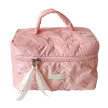 Trousse de maquillage élégante avec nœuds, sac cosmétique-Rose