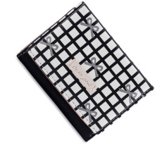 Portefeuille compact en PU à rayures avec nœuds et-Noir