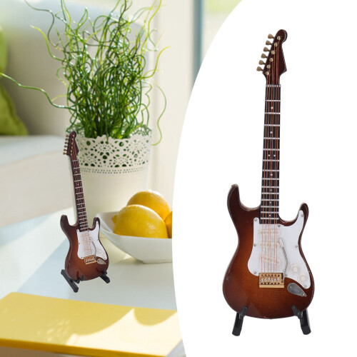 Zartes 7,1-Zoll-Mini-E-Gitarre mit Halter für Zuhause oder Büro