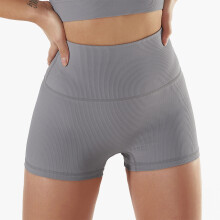 Pantaloncini da allenamento a vita alta da donna, pantaloncini da yoga a coste senza cuciture con controllo addominale, pantaloncini da palestra e da