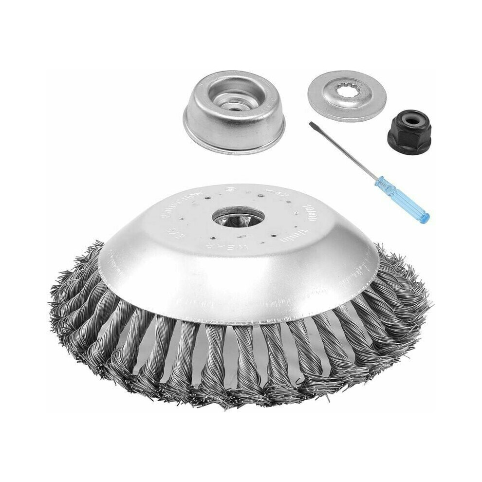Adjustable Height Ready Steel Wire Wheel Brush, 8 Inch Weed Trimmer Head With Brush Cutter Capability For Lawn And Sidewalk Care, Weed Eater Head 9009791585780