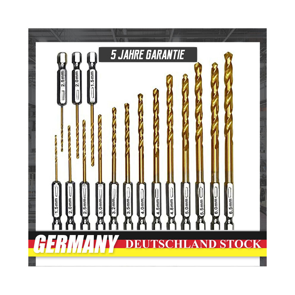 Hex Shank Drill Bit Set, Impact Rated Hss Titanium Twist Bits With Titanium Nitride Coating For Unmatched Durability And Performance, Wide 9448196404843