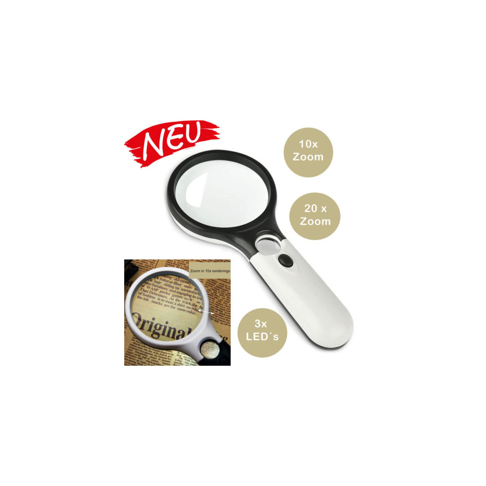 Handheld Magnifier with Ultra-Bright LED Lights, High Quality Magnifying Glass for Reading and Detailed Work