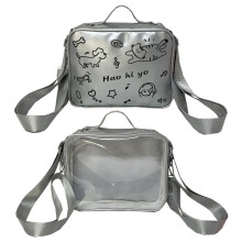Preppy Styles Umhängetasche für Damen,-Silberschwarze Stickerei