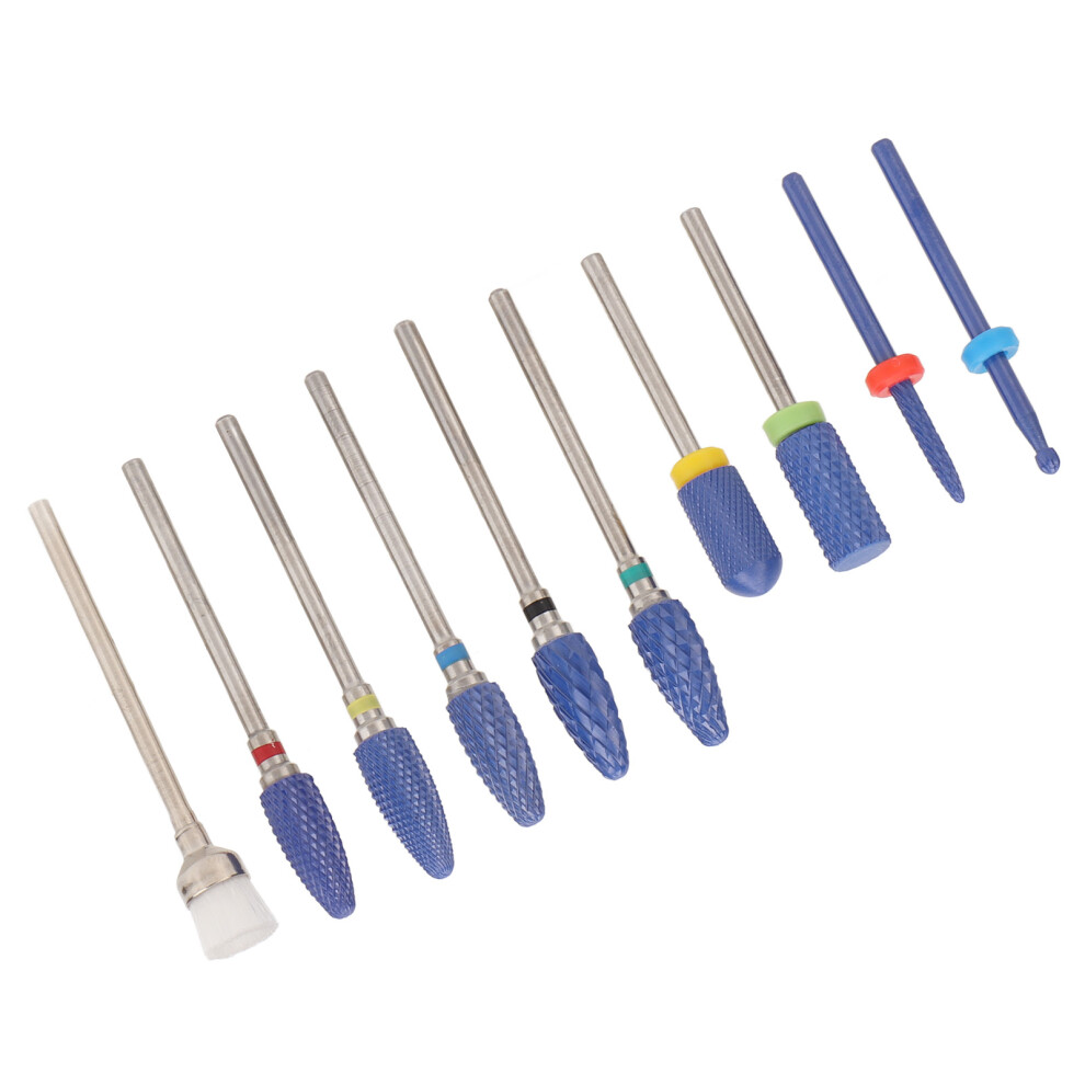 Efficient 10pcs Nail Drill Bit Set with Rotatable Tungsten Steel Heads