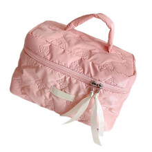 Trousse de maquillage élégante avec nœuds, sac cosmétique-Rose