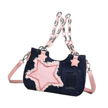 Sac à bandoulière en jean élégant, petite capacité,-Bleu profond