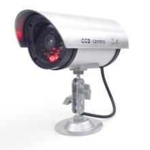 Justerbart atrapkamera, CCTV-overvågningssystem med advarselssikkerhedsalarmklistermærker, vejrbestandigt etui, nem installation til hjemmekontor,