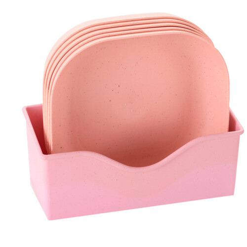 Durable Plate with Multi-function Design, Square Plate Set Offering Heat Insulation and Smooth Round Edges, Wheats Straw Style Unbreakable Dinner