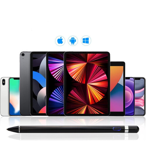 Penna stilo digitale, design elegante e precisione migliorata, punta sensibile alla pressione per iPhone, iPad, tablet Android, ricaricabile tramite 2