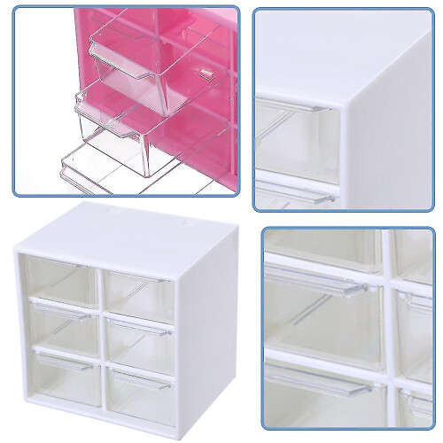 Multifunctional Storage Drawer Box, Wall Mount Stackable Desktop Organizer for Office and Craft Supplies, Plastic Storage Case with Transparent 2