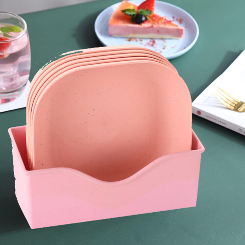 Unbreakable Dinner Plates with Space-saving Style, Durable Plate Featuring Multi-function Use and Smooth Round Edges, Square Plate Set Crafted from 2