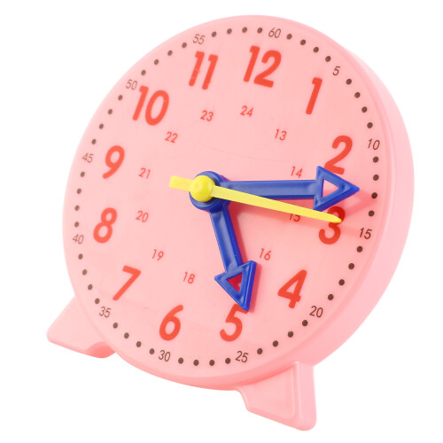 Pink 3-Pointer-Uhr Lehrhilfe, 10cm, 24-Stunden-System, Manuell