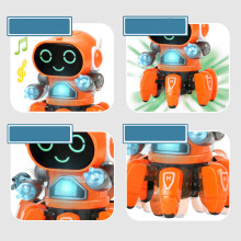 Electric Dancing Robot Toy for Boys, Orange Plastic, Lights & Sounds