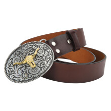 Herren Leder Cowboy Gürtel Retro Vintage Braun 115cm/45,3in
