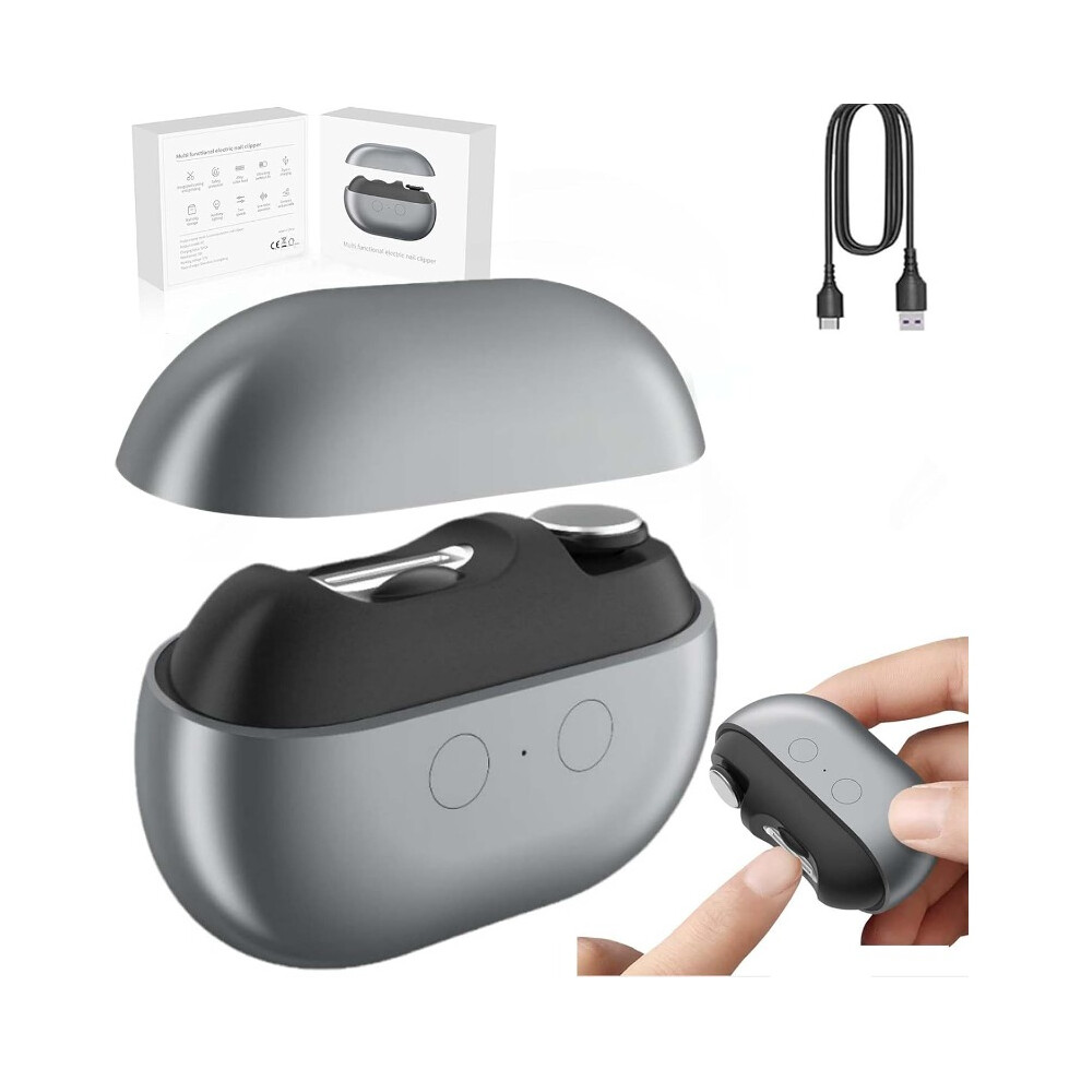 Rechargeable Electric Nail Clippers with Nail Polish & Grinding Attachment, 20000 RPM Fast Trimming, Low-Vibration