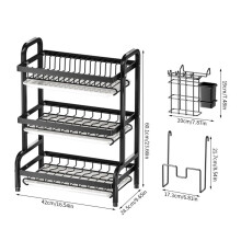 (Three-layer) A Large Three-Tier Kitchen Storage Rack - Efficient Drainage, Equipped with a Utensil Holder, Cutting Board Rack, And
