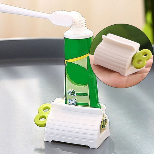(Green) 1pc Manual Toothpaste Dispenser with Automatic Pusher | Durable Plastic Bathroom Organizer for Toothpaste and Facial Cle 2