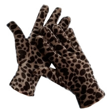 1 Pair Stylish Leopard Print Velvet Gloves | Elastic, Fashionable, Thick for Warmth, Windproof, Suitable for