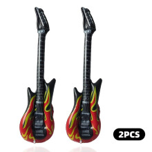 2pcs Inflatable Flame Guitar - Realistic Blow-Up Rock Stage Props Suitable for Birthday Parties, Bachelor Nights, Rock