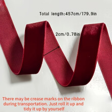 (length 455 cm, width 2 cm) Luxurious Burgundy Velvet Ribbon Roll, Available in 3 Widths, Soft and Smooth, Ideal for Gift Wrapping, Florist