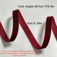 (length 455 cm, width 1 cm) Luxurious Burgundy Velvet Ribbon Roll, Available in 3 Widths, Soft and Smooth, Ideal for Gift Wrapping, Florist