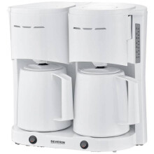Cafetière filtre duo SEVERIN - KA9314, 2 x 8 tasses, 2 verseuses isothermes, anti-goutte, 1000 W, blanc