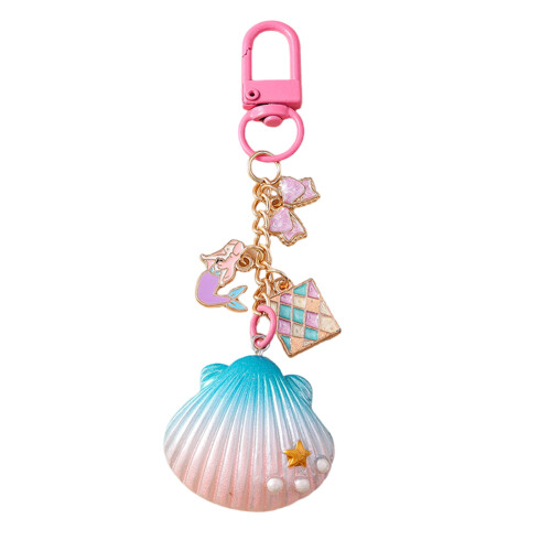 Starfishes Keyring Creative Keychain Handbag-Pink  shell