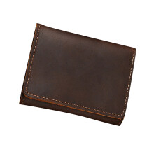PU Leather Card Sleeve Short Purse Wallet Purse-Coffee color