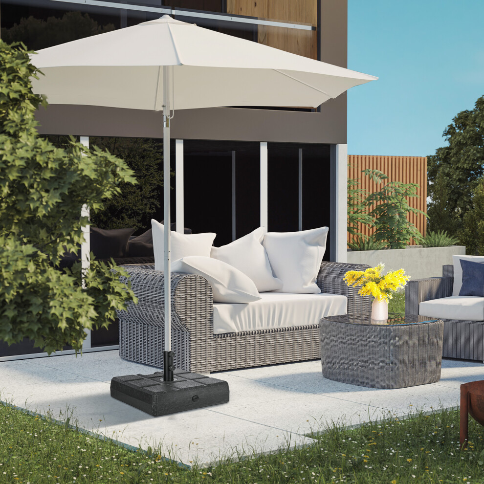 Outsunny Square Umbrella Parasol Base With Wood Effect, Plastic Parasol Stand, Black