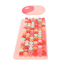Colorful Pink Wireless Keyboard Mouse Combo, 86 Keys, 1200 DPI