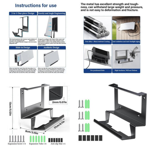 Metal Power Bracket Space Saving Holder for Star Link Gen 3 Router Easy Installation Wall/Table Mount Enhancing Coverage