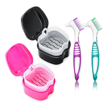 Bath Storage Box 2 Pack Denture Bath Case Cup Retainer Cleaner Holder Case False Teeth Soaking Container
