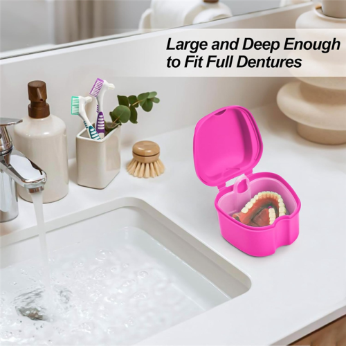 Bath Storage Box 2 Pack Denture Bath Case Cup Retainer Cleaner Holder Case False Teeth Soaking Container 1