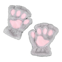Katze Pfotenhandschuhe Halbfinger Samt Atmungsaktiv Zuhause Reisen Grau