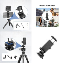 Adjustable Cell Phones Clip Clamp Holder for Photography Built-in Cold Shoe